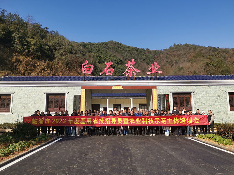 臨湘市2023年度基層農(nóng)技指導(dǎo)員暨農(nóng)業(yè)科技示范主題培訓(xùn)會(huì)在白石茶業(yè)開展實(shí)地培訓(xùn)